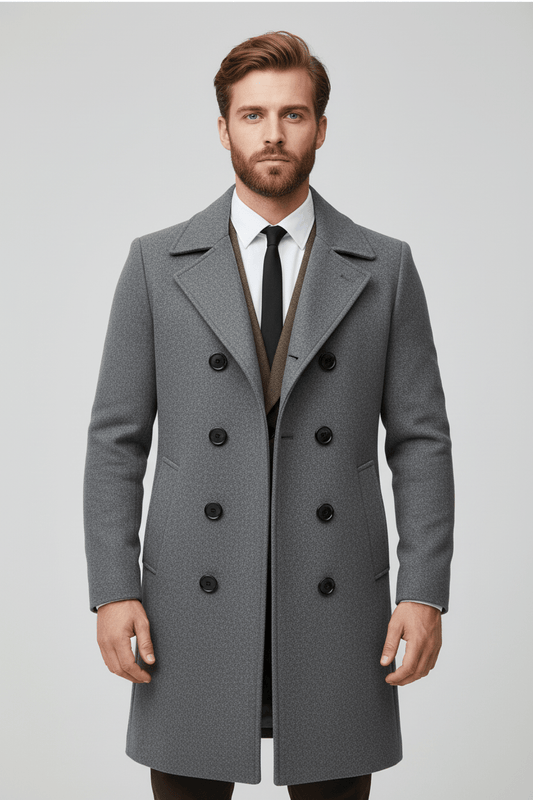 Men’s Double-Breasted Trench Coat | Tailored Fit and Refined Design