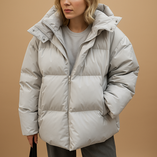 Lightweight Puffer Jacket with Hood for Women – Water-Resistant Winter Coat