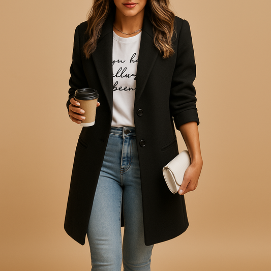 Women’s Longline Wool Coat – Elegant and Timeless